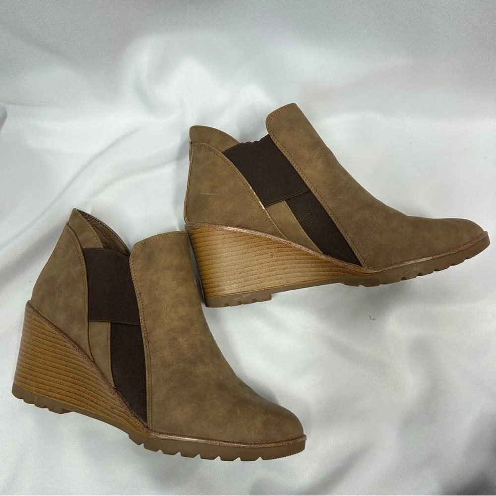 Vintage 93 | Heeled Wedge Ankle Booties Brown Women's Size 9